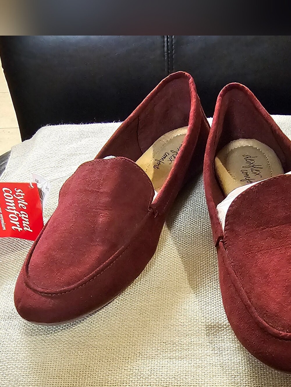 Burgundy Faux Suede Slip-On Loafers - Comfort Style Size 10 New With Tags - Picture 6 of 12